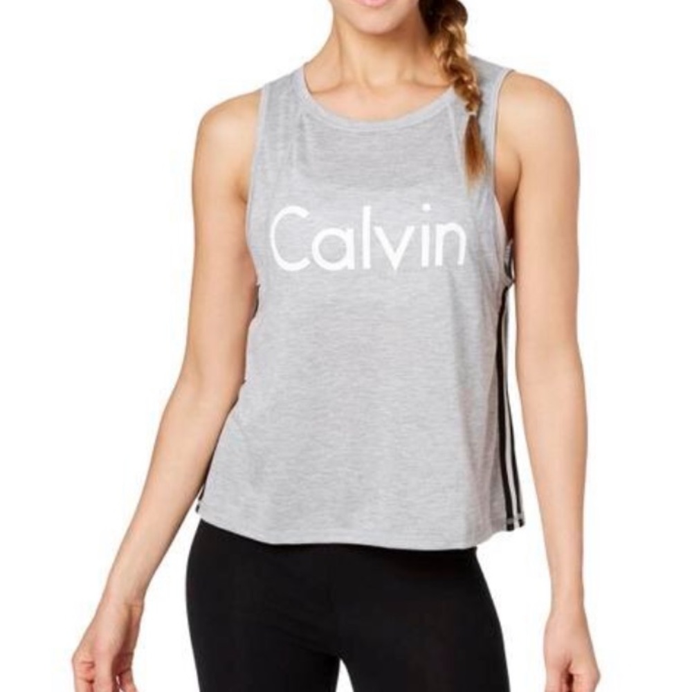 Calvin Klein Cropped Tank Top with Racer-Stripe XL